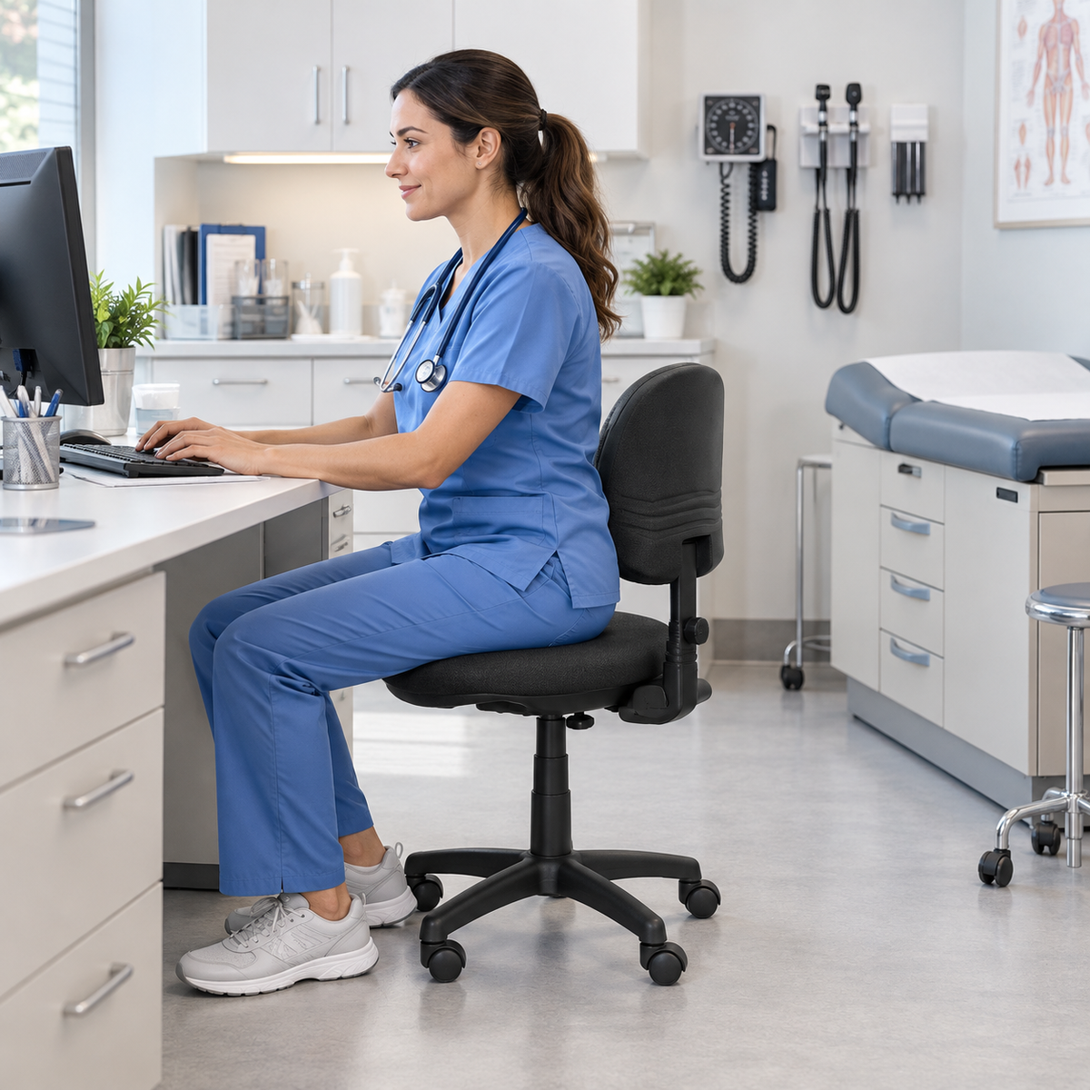 Silla de escritorio ergonómica durable pliegue luna