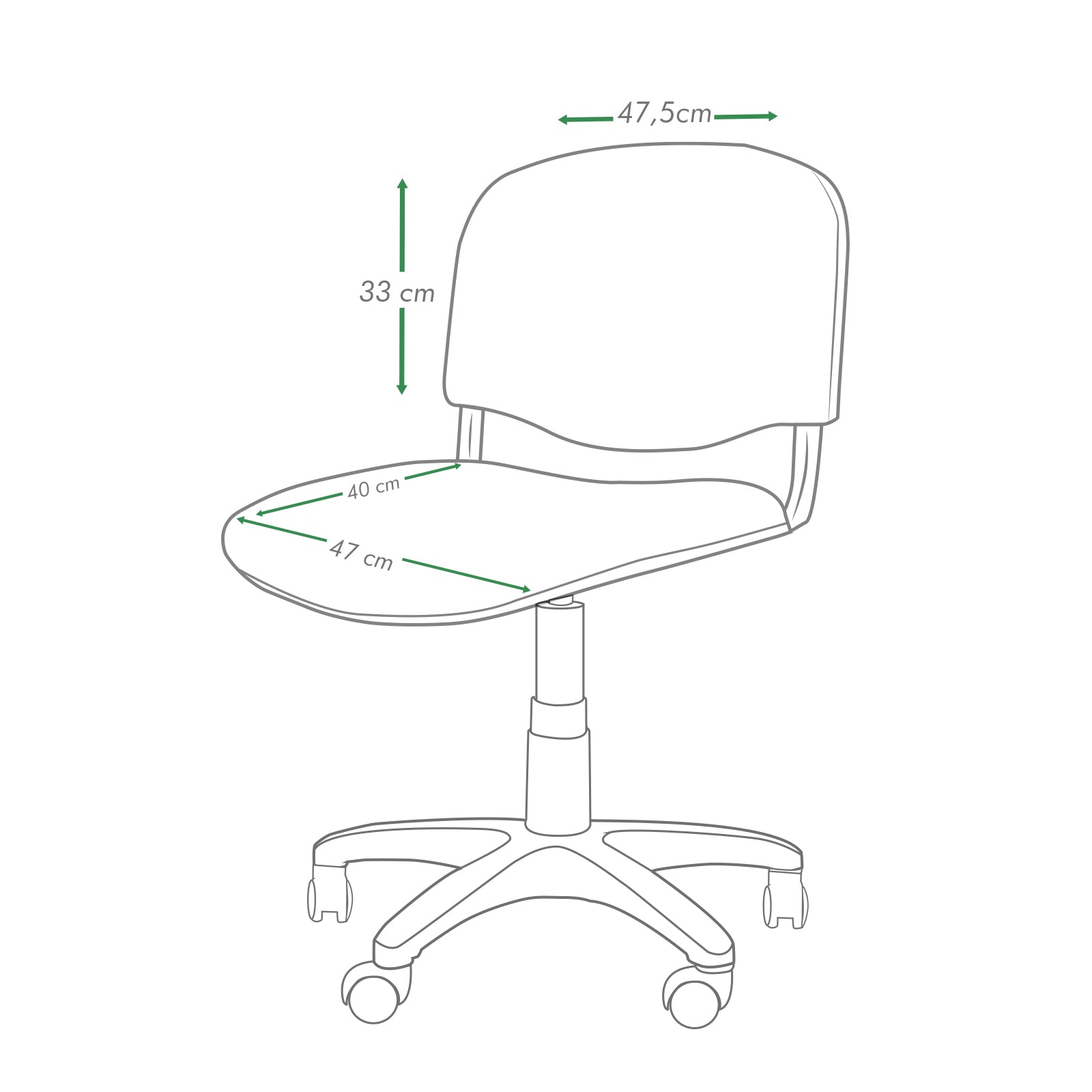 Silla de escritorio ergonómica durable juvenil isósceles giratoria