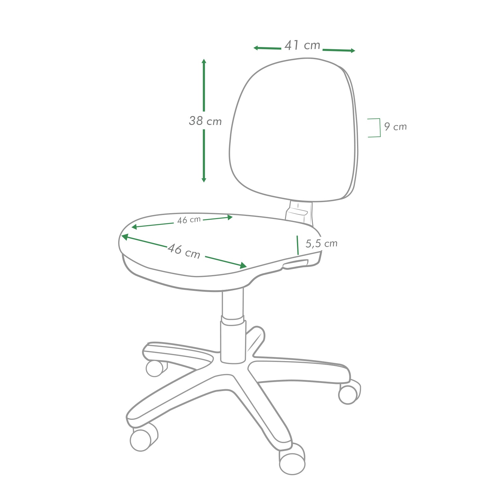 Silla de escritorio ergonómica durable juvenil pliegue luna