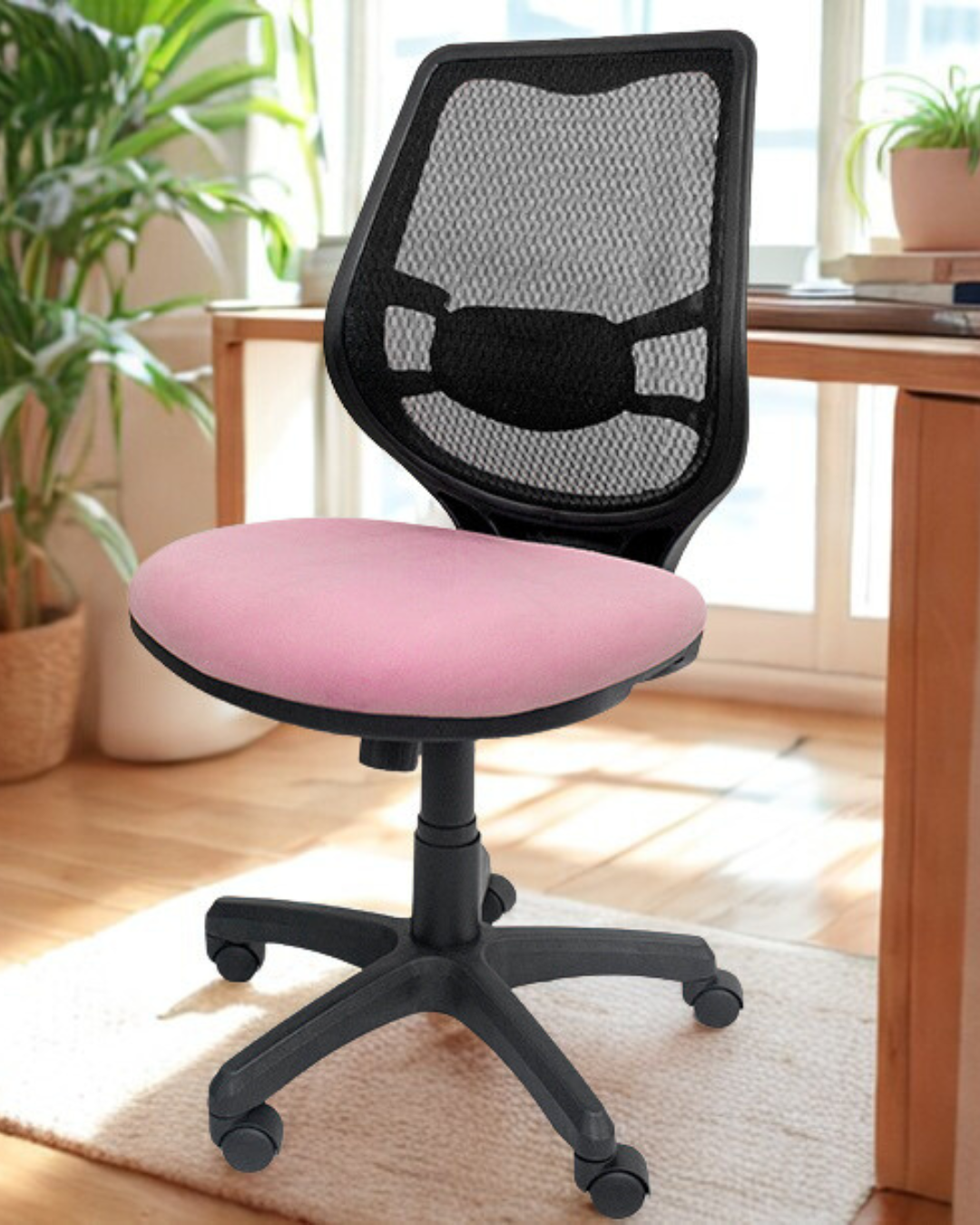 Silla de escritorio Ejecutiva en malla Bolonia Asiento rosado